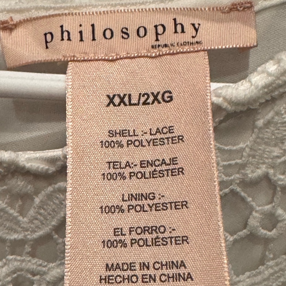 Philosophy Cream Lace Top XXL - Picture 4 of 6